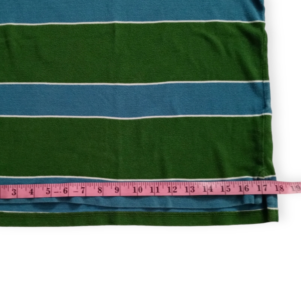 Arizona Youth Striped Short Sleeve Polo Shirt. Size L /G (14-16). Blue, Green - Picture 10 of 13